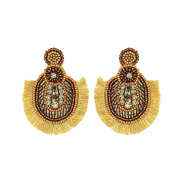 OVAL BEADED TASSESL EARRING