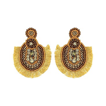 OVAL BEADED TASSESL EARRING