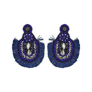 OVAL BEADED TASSESL EARRING