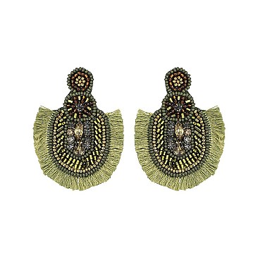 OVAL BEADED TASSESL EARRING