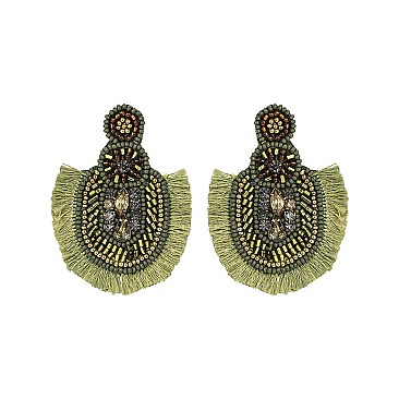 OVAL BEADED TASSESL EARRING