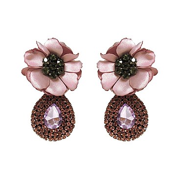 FLOWER WITH TEARDROP EARRING