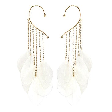 METAL EAR CUFF WITH DANGLY FEATHERS EARRING