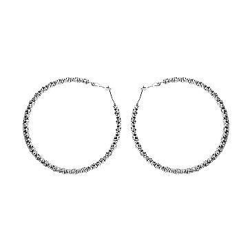 TEXTURED METAL HOOP EARRING