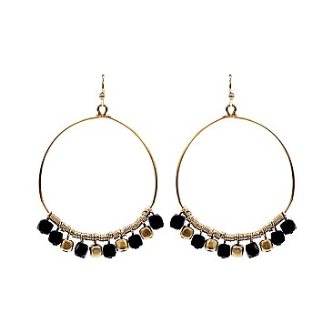 ROUND DANGLY BEADS FISH HOOK EARRING