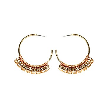 DANGLY BEADS OPEN HOOP EARRING