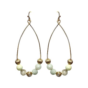 BEADED TEARDROP HOOP EARRING