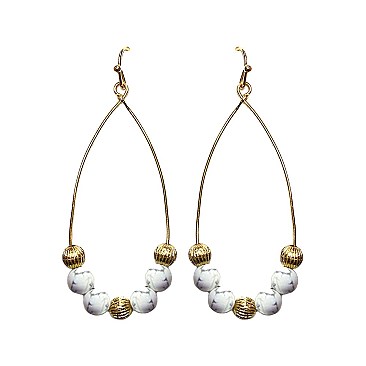 BEADED TEARDROP HOOP EARRING