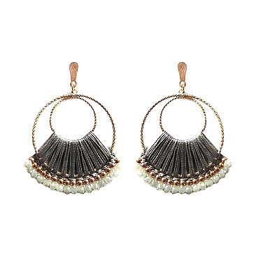 DANGLY BEADS DOUBLE HOOP EARRING