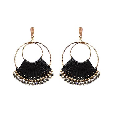 DANGLY BEADS DOUBLE HOOP EARRING