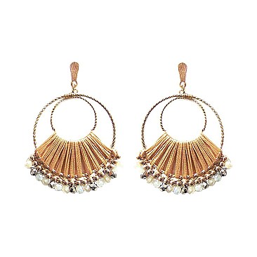 DANGLY BEADS DOUBLE HOOP EARRING
