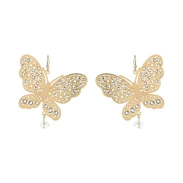 FISH HOOK BUTTERFLY DANGLY EARRING