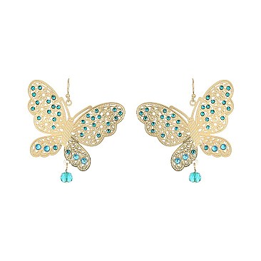 FISH HOOK BUTTERFLY DANGLY EARRING