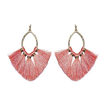 THREAD TASSELS FISH HOOK EARRING