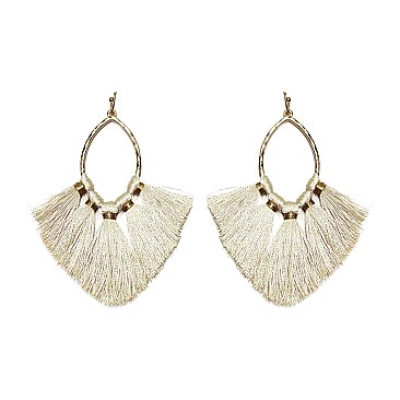 THREAD TASSELS FISH HOOK EARRING