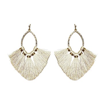 THREAD TASSELS FISH HOOK EARRING