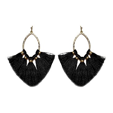 THREAD TASSELS FISH HOOK EARRING