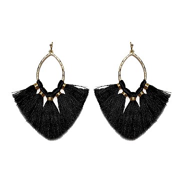 THREAD TASSELS FISH HOOK EARRING