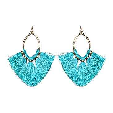 THREAD TASSELS FISH HOOK EARRING