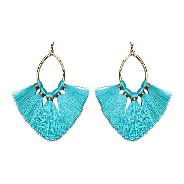 THREAD TASSELS FISH HOOK EARRING