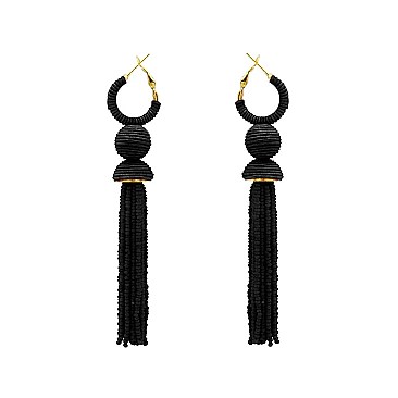 TASSEL BEAD WRAPPED HOOP EARRING