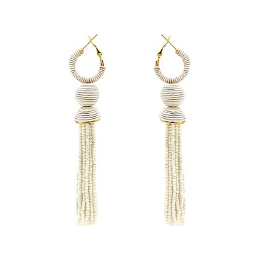 TASSEL BEAD WRAPPED HOOP EARRING