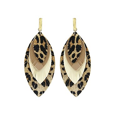 ANIMAL PRINT LEATHER DROP EARRING