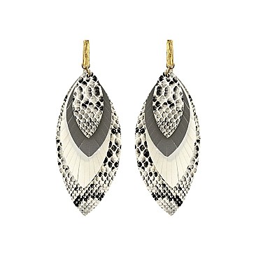 ANIMAL PRINT LEATHER DROP EARRING