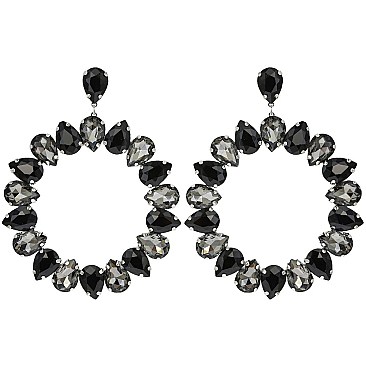RHINESTONE HOOP DROP EARRING