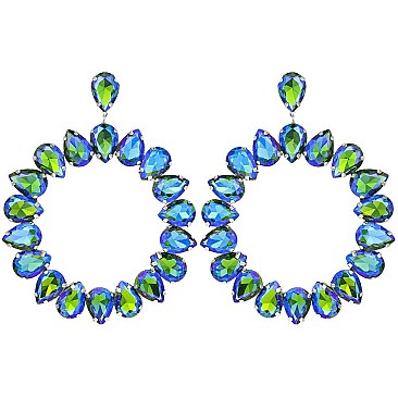 RHINESTONE HOOP DROP EARRING