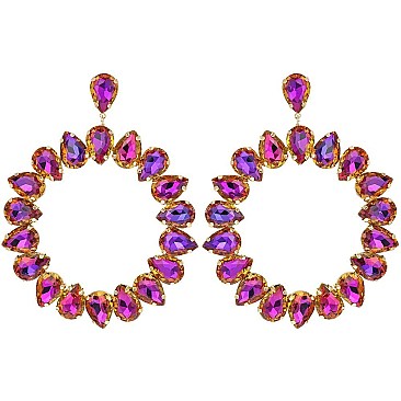 RHINESTONE HOOP DROP EARRING