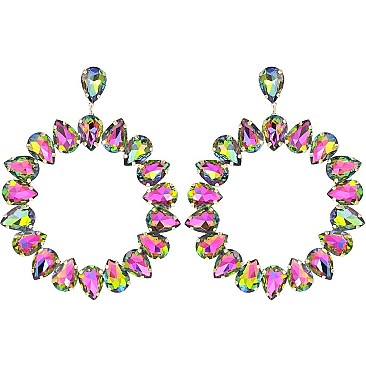 RHINESTONE HOOP DROP EARRING