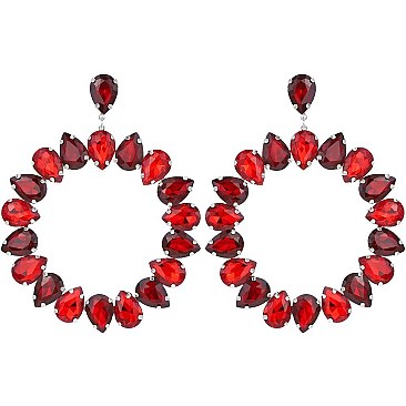 RHINESTONE HOOP DROP EARRING