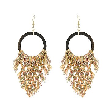 V DROP FISH HOOK HOOP EARRING