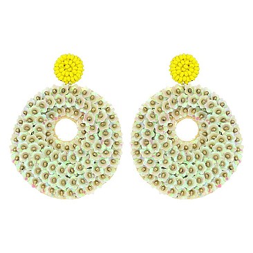 ROUND SEQUIN DROP EARRING