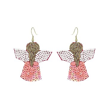 SEQUIN ANGEL FISH HOOK DROP EARRING