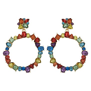ROUND DROP RHINESTONE EARRING