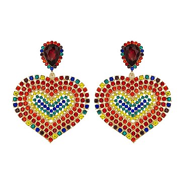 HEART DROP RHINESTONE EARRING