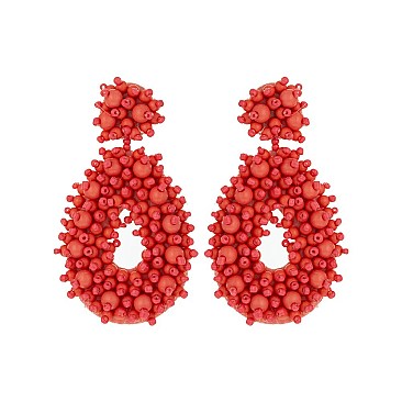 SEED BEADED TEARDROP EARRING