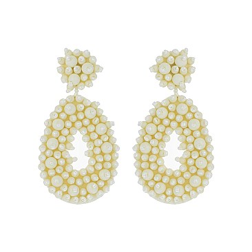 SEED BEADED TEARDROP EARRING