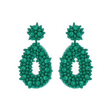 SEED BEADED TEARDROP EARRING