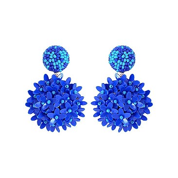 MULTI FLOWER DROP BEAD EARRING