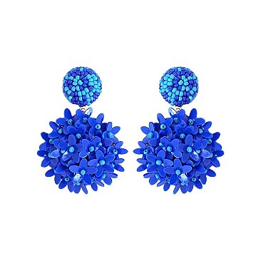 MULTI FLOWER DROP BEAD EARRING