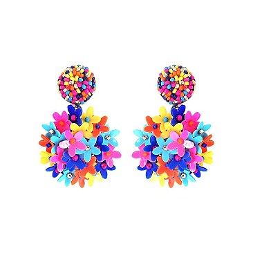 MULTI FLOWER DROP BEAD EARRING