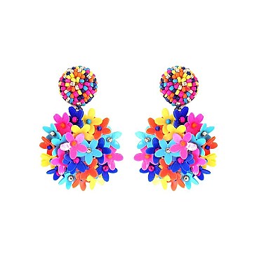 MULTI FLOWER DROP BEAD EARRING