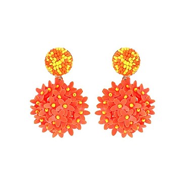 MULTI FLOWER DROP BEAD EARRING