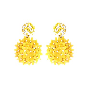 MULTI FLOWER DROP BEAD EARRING