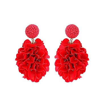 FLOWER THEME DROP BEADED EARRING