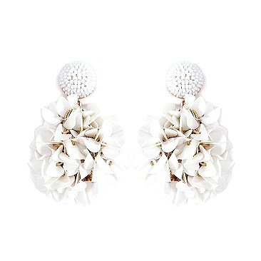 FLOWER THEME DROP BEADED EARRING
