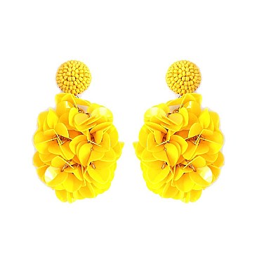 FLOWER THEME DROP BEADED EARRING